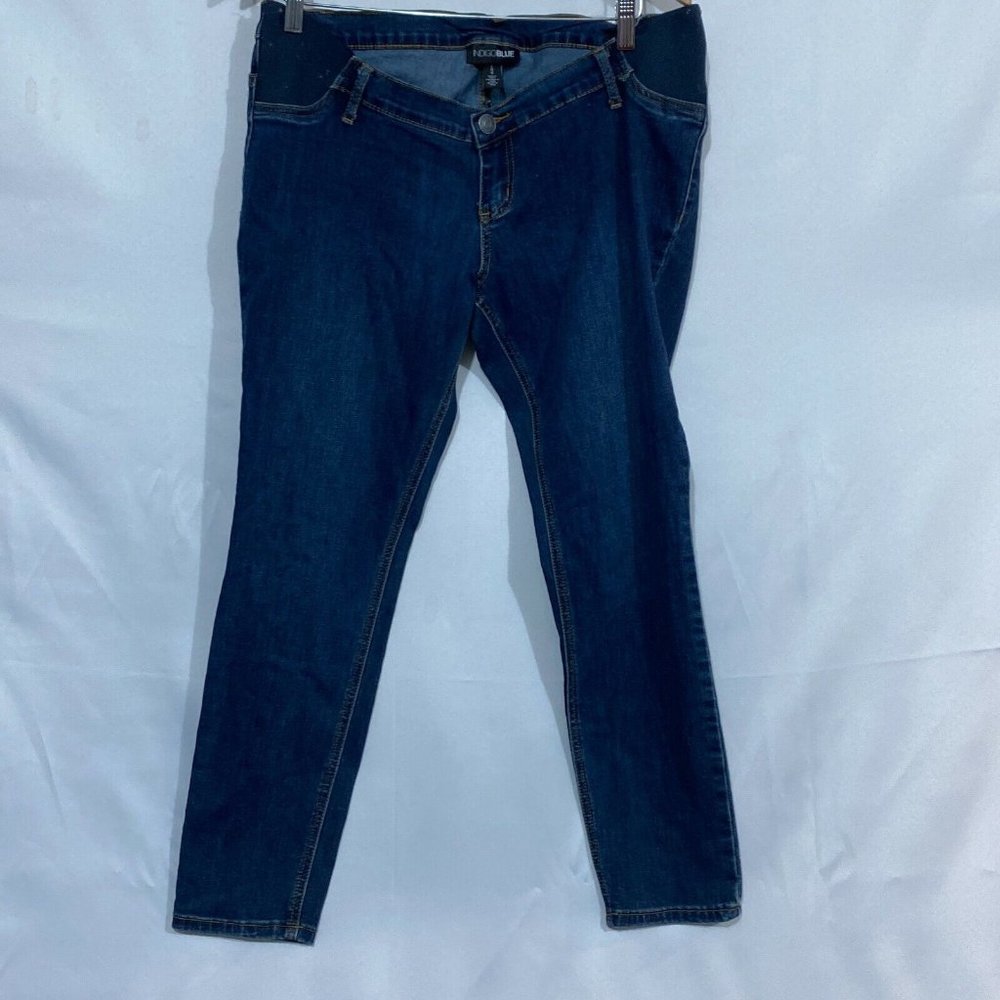 Indigo Blue Womens Blue Low Rise Straight Leg Casual Denim Jeans Size Large